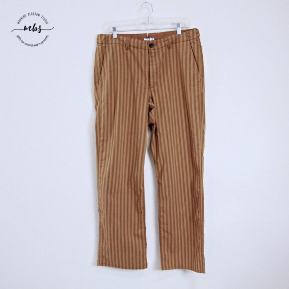 NWT Nordstrom x House of Aama Henry Workwear Stripes Pants Brown Tan Men 34x32 - Picture 2 of 11